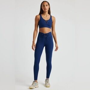 Year of Ours  Navy Ribbed Football Leggings - Large